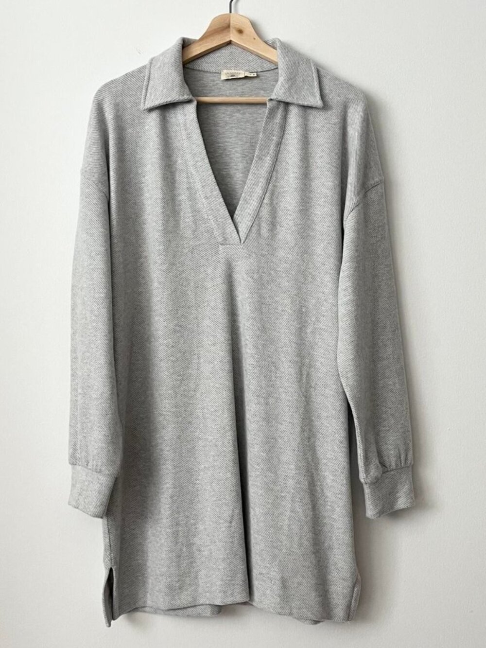 Faherty Legend Hudson Long Sleeve Polo Sweater Dress Size M Gray Preppy Comfy